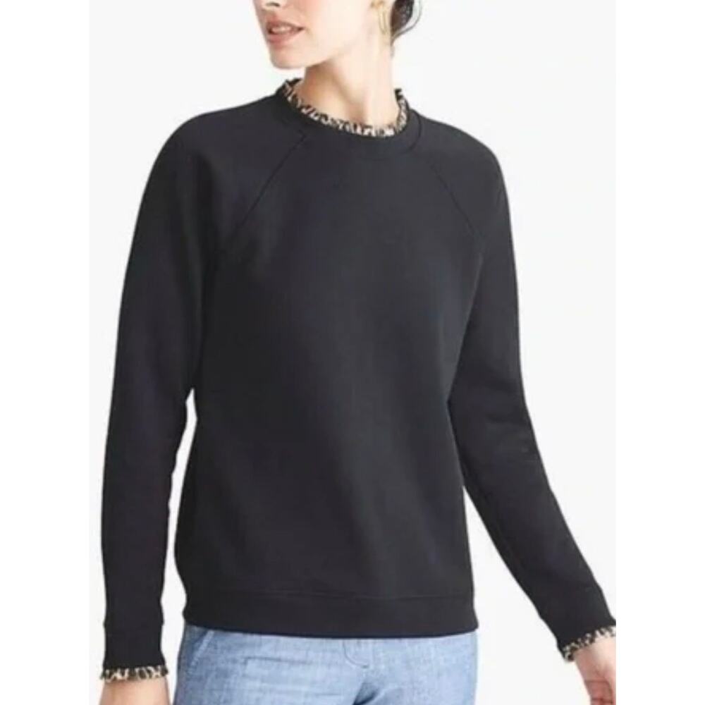 J. Crew Leopard Print Ruffleneck and Cuffs Pull-Over Sweatshirt (XS)